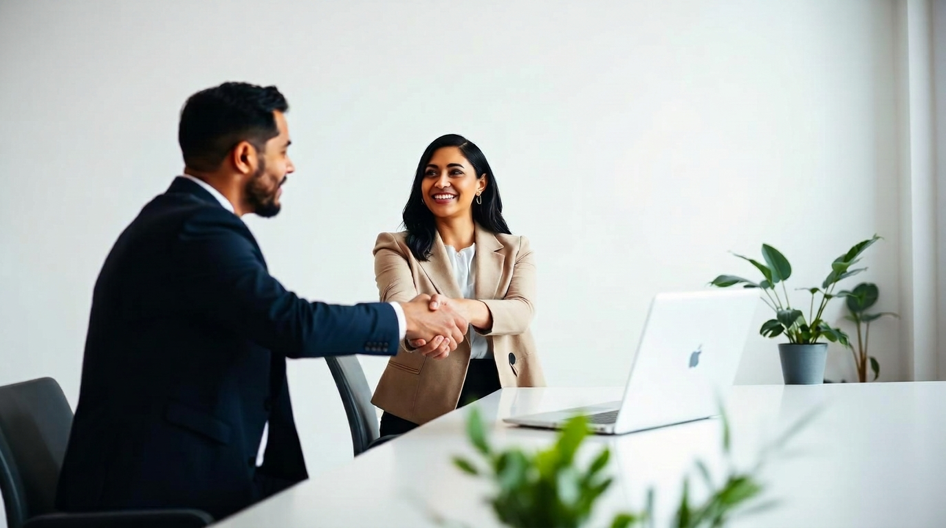 Broker cerrando trato con cliente